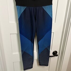 GAP Black and Blue Striped Leggings